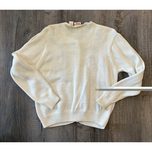 Vtg Huntington Ridge Embroidered Women's White  Cardigan Floral Sweater Medium - Picture 8 of 8